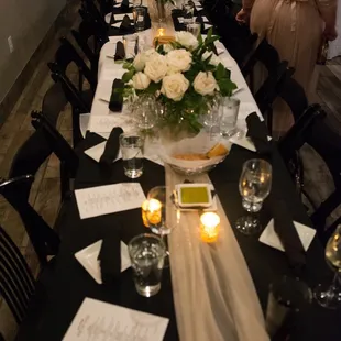 a long table set for dinner