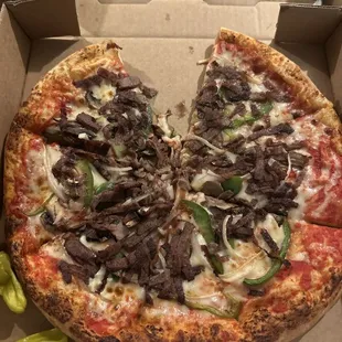 Philly Steak and Cheese pizza