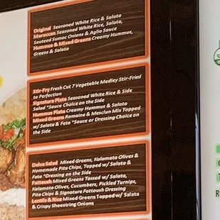Menu of descriptions