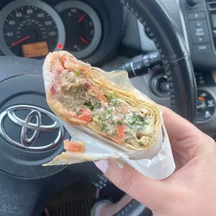Hummus Wrap with Lamb, pickled turnips, Garlic and Tahini sauce