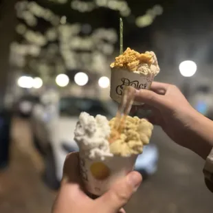 Pumpkin pie, hazelnut, straciatella, and pistachio gelato