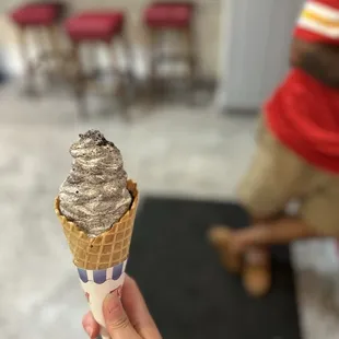 Cookies and Cream on a waffle cone