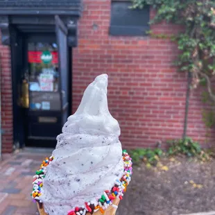 Cookies &amp; Cream Soft Serve in a Dipped Cone