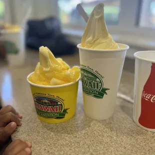 two cups of ice cream