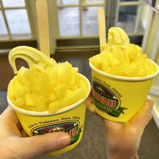 Dole whip with fresh pineapple topping