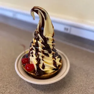 A meager whip in a waffle cup