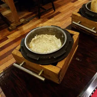 two plates of food on a table