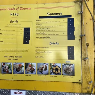 the menu of a restaurant