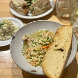 Always amazing. The chicken dumpling soup and chicken sandwich (back)... oh my...
