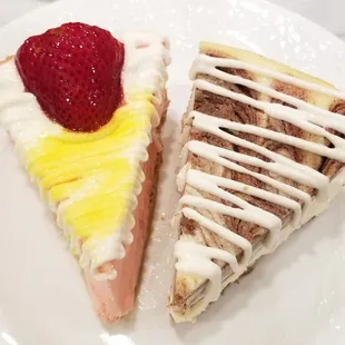 Strawberry Lemon and Cinnamon Roll Cheesecake. $7.50 per slice on 4/10/2021
