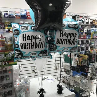 Black and blue foil balloon w/ Black 14inch star