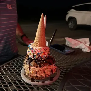 an ice cream sundae with sprinkles