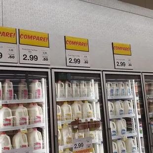 milk in refrigerators