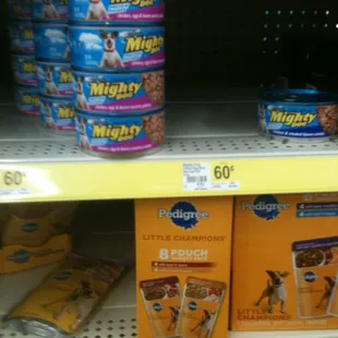 Brand name dog food, not much in the way of toys