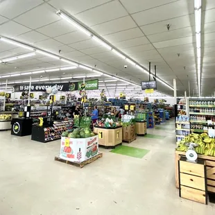 a wide view of a grocery store