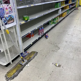 empty shelves in a grocery store