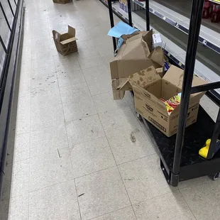 empty shelves in a grocery store