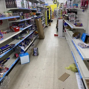 empty shelves in a grocery store