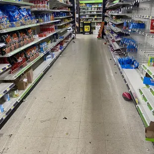 empty shelves in a grocery store
