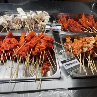 skewered chicken skewers