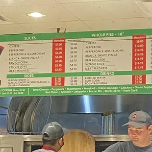 Look at the prices when you're member for pizza.