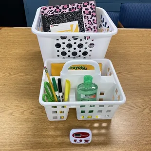 Bin for school supplies