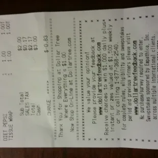 My receipt says my cashiers name is Ryan. Thank you Ryan for being a great employee! =)