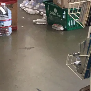 Bottles of Hand sanitizer on the floor