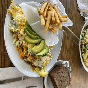 Carne Asada Omelette with French fries