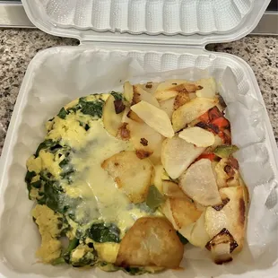 Spinach and Scrambled Eggs $12.99 Grubhub.