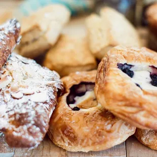 a variety of pastries on a table