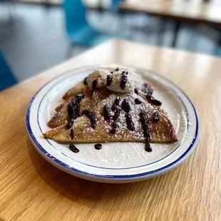 a plate of waffles on a table