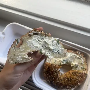 everything bagel that desperately needs more cream cheese