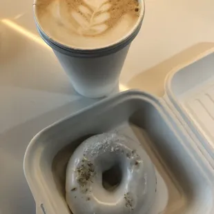 Latte and lavender vanilla donut