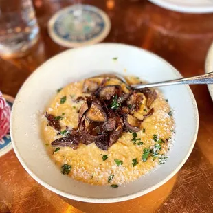 polenta with fried mushrooms