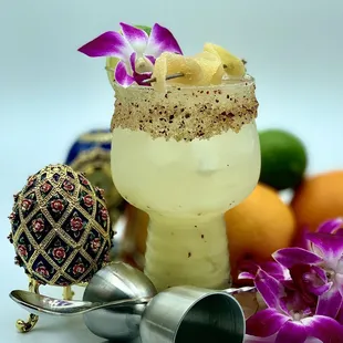 Lincoln's Last Ride - Montelobos Mezcal, jalapeño-infused Cointreau, ginger, agave, lime with a cane sugar &amp; Aleppo pepper rim