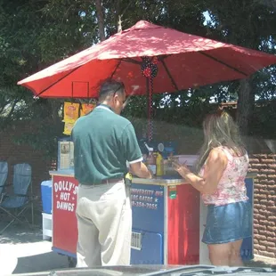 a man and a woman standing under an umbrella
