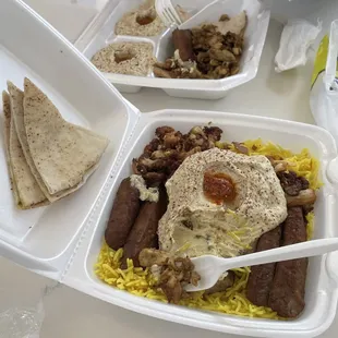 Gyro, hummus, and chicken shawarma