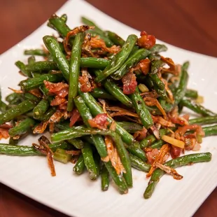 Bacon and Dried Fish with String Beans- 腌肉银鱼仔烧四季豆