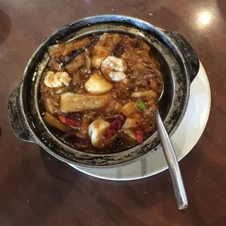 Szechuan Style Seafood Eggplant Casserole