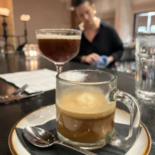 Espresso martini and coffee dessert