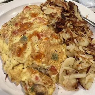 Vegetarian omelette &amp; hashbrowns