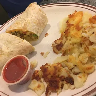 Made his Mexican skillet into a burrito!