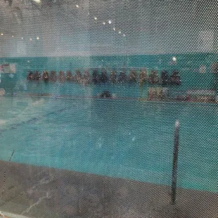 The pool seen through a screen
