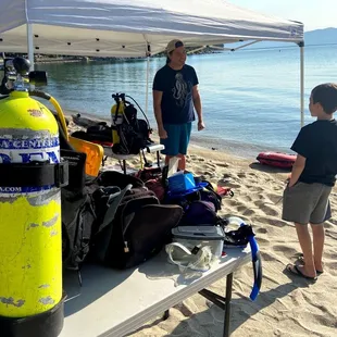 Lake Tahoe dive prep