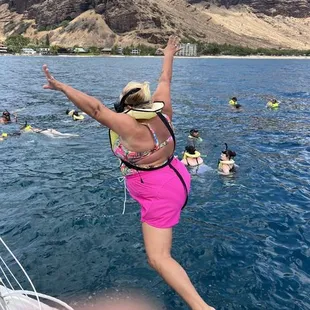 Jumping off the boat!