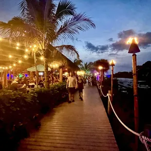 Boardwalk, running alongside the restaurant and canal