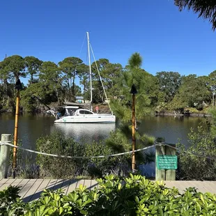 Boat sailing by as we were eating