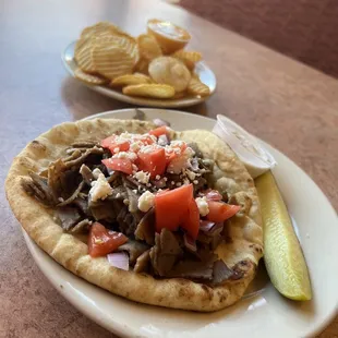 a pita and chips