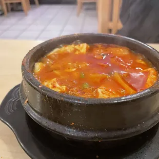Tofu soup with beef, mild spice